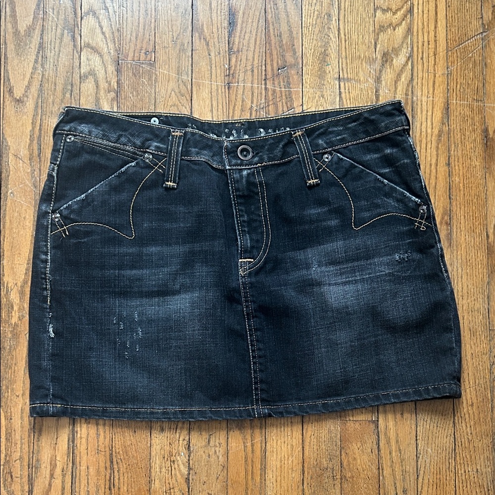 Vintage Y2K G Star Black Denim Skirt